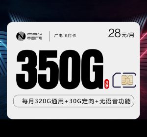 廣電飛啟卡28元350G流量(320G通用+30G定向)-赫茲號(hào)卡網(wǎng)